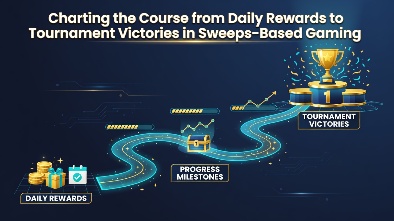 Tournament leaderboard display on a tablet screen showing progressive ranking updates from sweeps coin participation